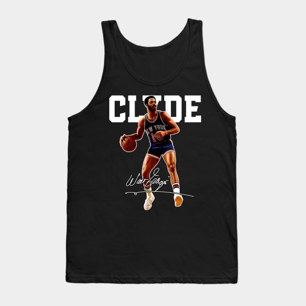 Walt Frazier The Clyde Basketball Legend Signature Vintage Retro 80s 90s Bootleg Rap Style Tank Top by CarDE